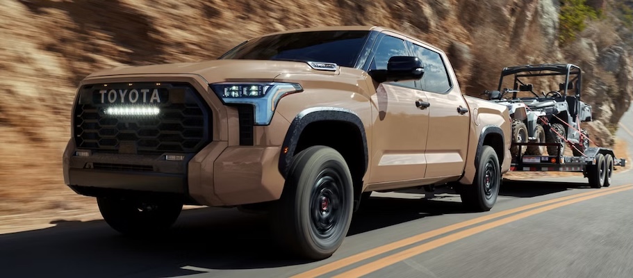 Exterior of tan 2025 Toyota Tundra.