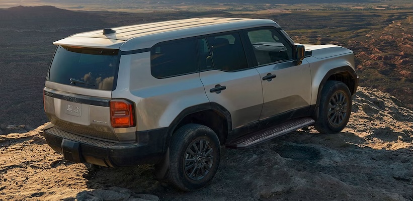 Exterior from rear of 2025 Toyota Land Cruiser.