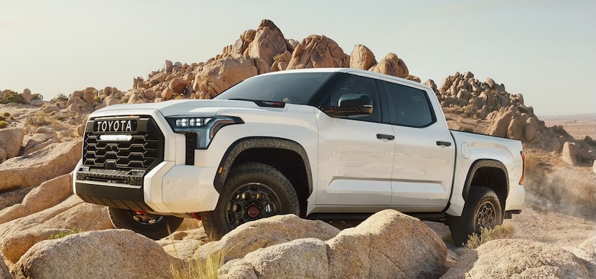 Exterior shot of a white 2026 Toyota Tundra.