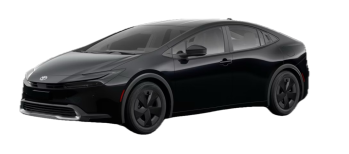 A black 2026 Prius Plug-In Hybrid from an angle.